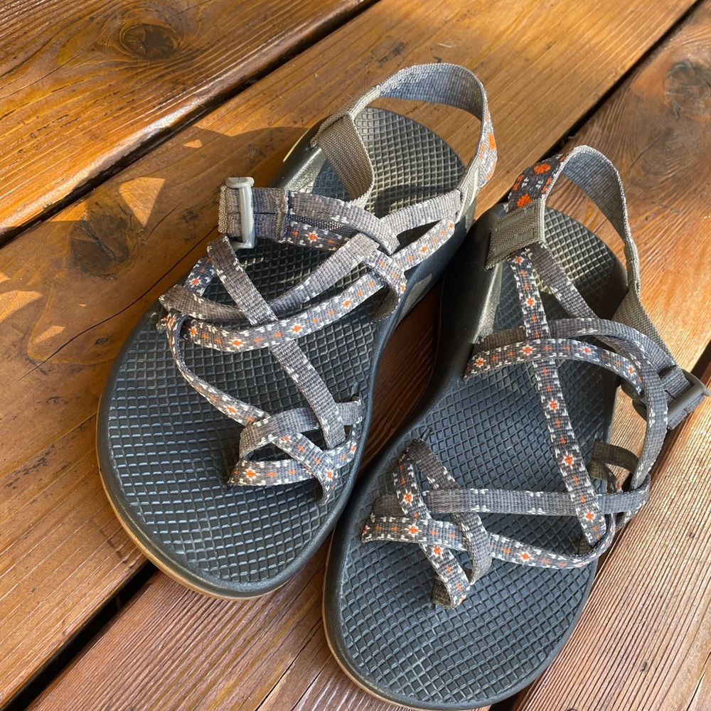 Chaco Black and Orange Strappy Sandals
